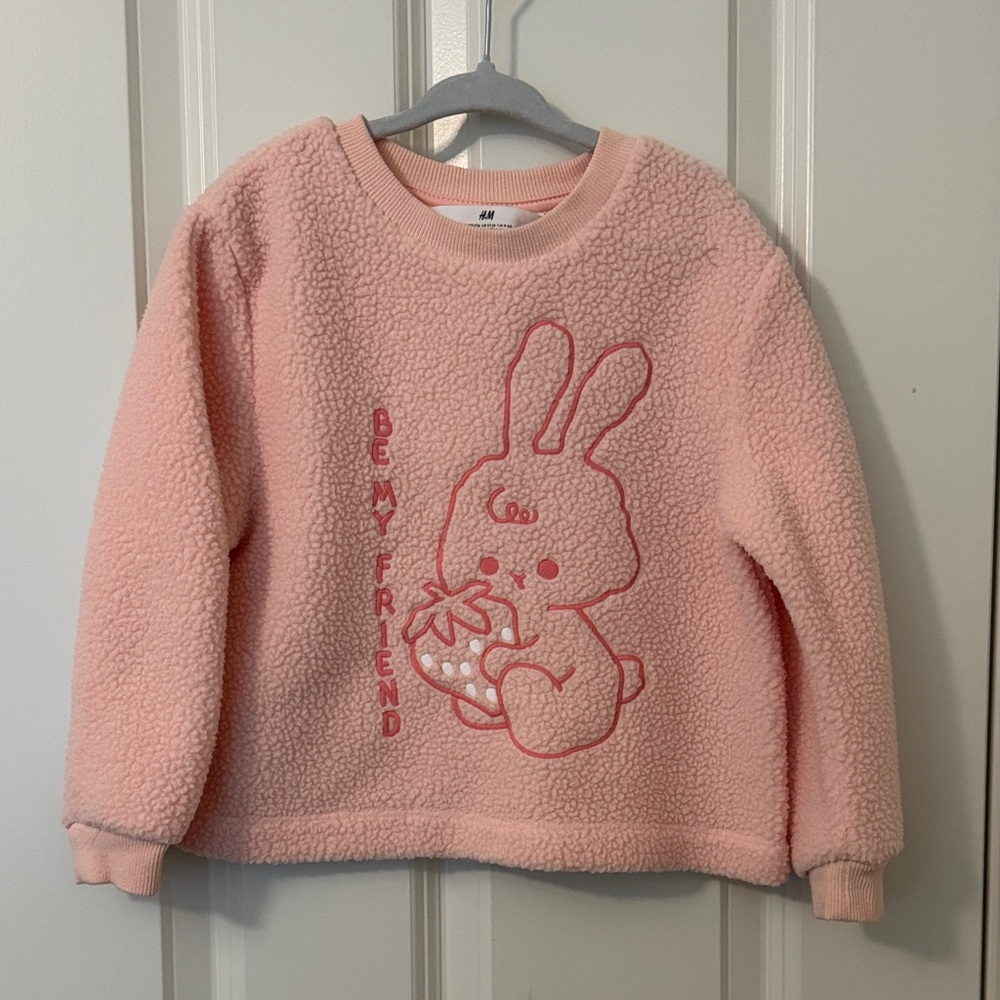 H&M Blush Pink Kids Sweatshirt with Bunny Design